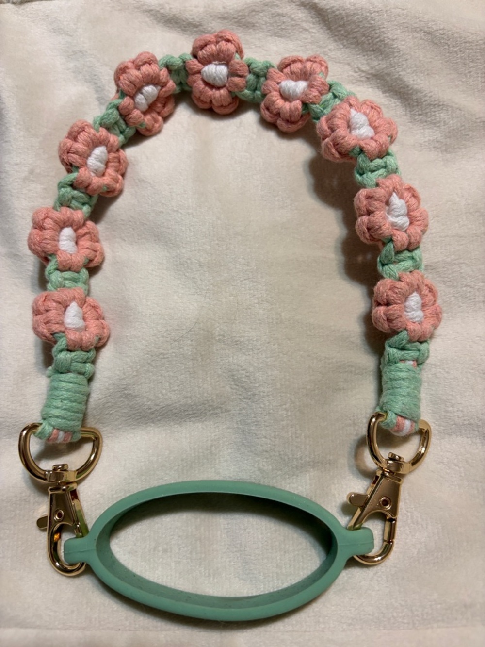 Mint & Peach Floral water bottle Strap